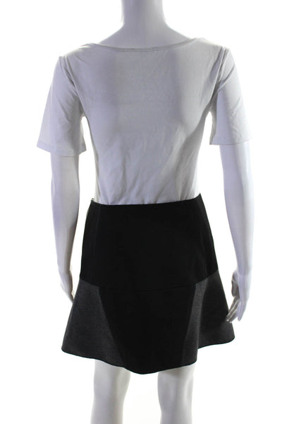 Sandro Womens Side Zip Knee Length A Line Skirt Black Gray Size 2