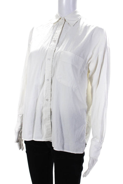 Vince Womens Cotton Back Slit Collared Long Sleeve Buttoned Top White Size XS