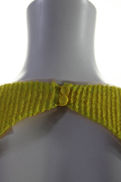 LDT Women's V-Neck Long Sleeves Cutout Sequin Short Romper Yellow Size 4