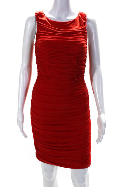 Calvin Klein Womens Ruched Side Zip Sleeveless Textured Bodycon Dress Red Size 4