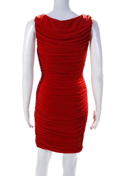 Calvin Klein Womens Ruched Side Zip Sleeveless Textured Bodycon Dress Red Size 4