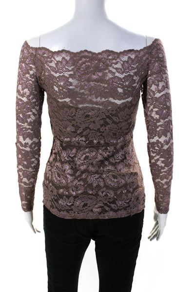 L'Agence Womens Layered Floral Lace Textured Long Sleeve Blouse Pink Size XS