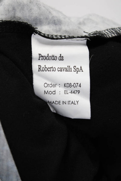Roberto Cavalli Womens Colorblock Animal Long Sleeve Blouse Top Black Size XS