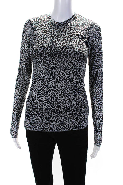 Hale Bob Womens Animal Print Texture Stripe Long Sleeve Blouse Top White Size XS