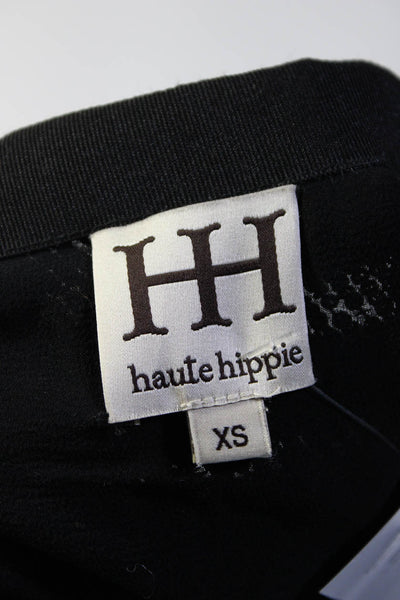 Haute Hippie Womens Black Silk Sequins Lined Zip Back Micro Mini Skirt Size XS