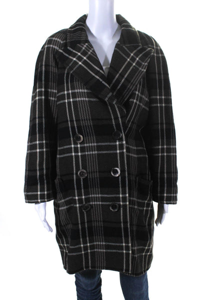 Courrèges checked wool long coat - Brown