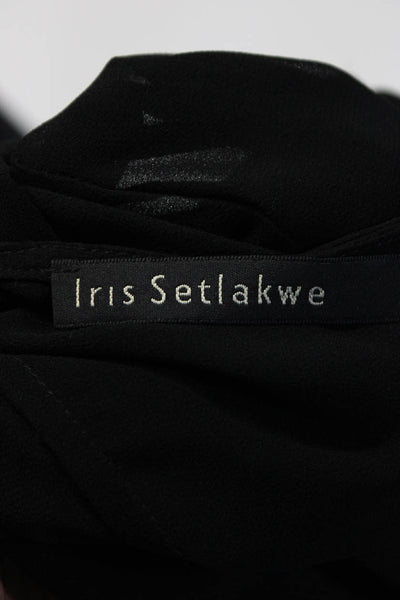 Iris Setlakwe Womens Sheer Long Dolman Sleeved Elastic Waist Blouse Black Size 4