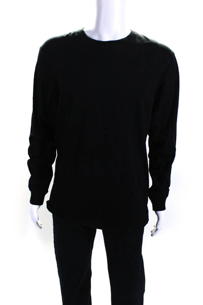 Talentless Mens Cotton Jersey Knit Long Sleeve Crewneck Basic Shirt Black Size L