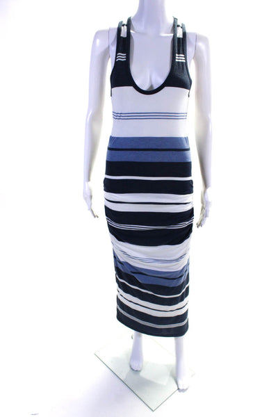 James Perse Women's Scoop Neck Racer Back Maxi Dress Striped Size 2