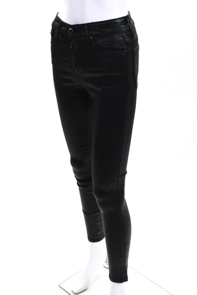 AG Adriano Goldschmied Womens High Rise Skinny Ankle Pants Black Size 24R