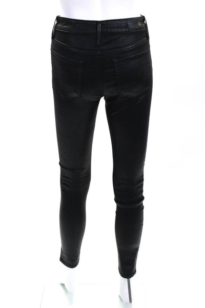 AG Adriano Goldschmied Womens High Rise Skinny Ankle Pants Black Size 24R