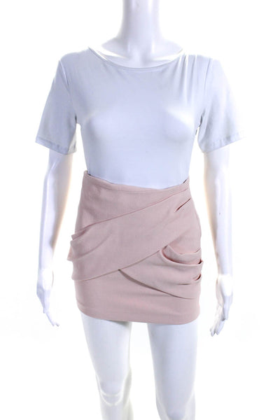 Maje Womens Draped Lined Zip Back Mini Skirt Blush Size 34 XS