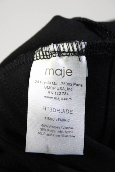 Maje Womens Ribbed Ruffle Bottom Zip Up Knee Length Skirt Black Size 34 XS