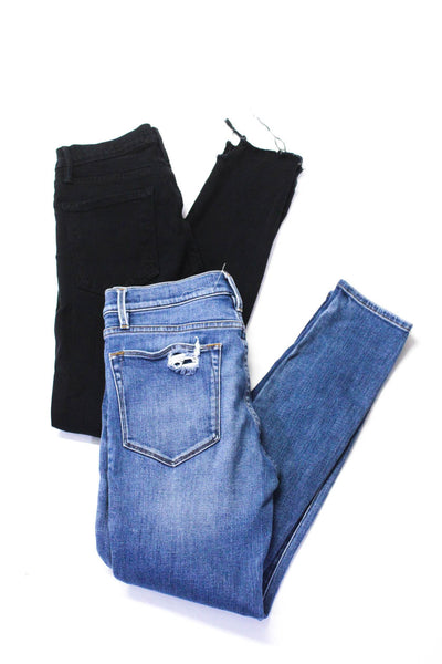 Frame Women's Mid Rise Raw Hem Slim Fit Jeans Black Size 26, Lot 2