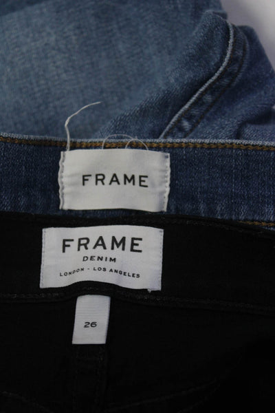 Frame Women's Mid Rise Raw Hem Slim Fit Jeans Black Size 26, Lot 2