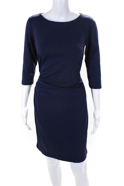 J. Mclaughlin Women's Long Sleeve Side Gathered A-line Dress Blue Size XS