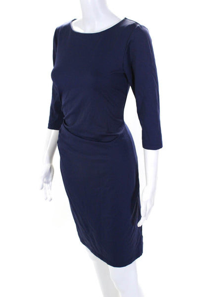J. Mclaughlin Women's Long Sleeve Side Gathered A-line Dress Blue Size XS