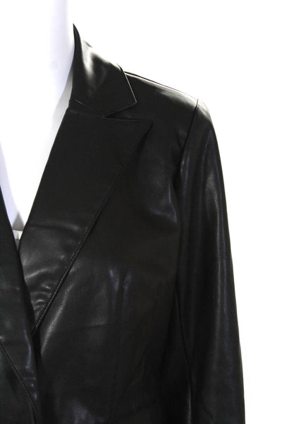 Peace Love World Womens Faux Leather Single Button Jacket Black Size 00