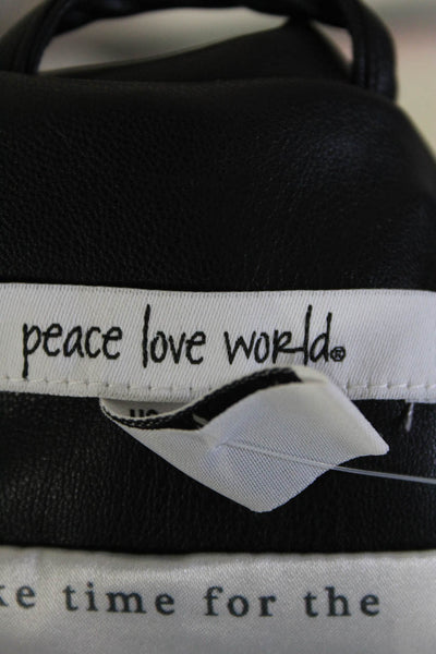Peace Love World Womens Faux Leather Single Button Jacket Black Size 00