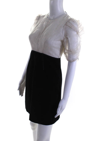 Sandro Women's Sheer Bust Short Sleeve A-Line Dress Black Size 1