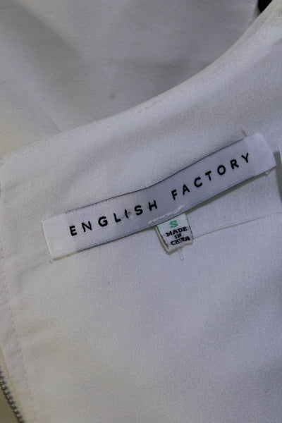English Factory Womens Embroidered Sequin Stripe Midi Shift Dress White Size S