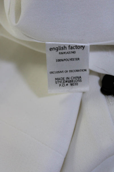 English Factory Womens Embroidered Sequin Stripe Midi Shift Dress White Size S