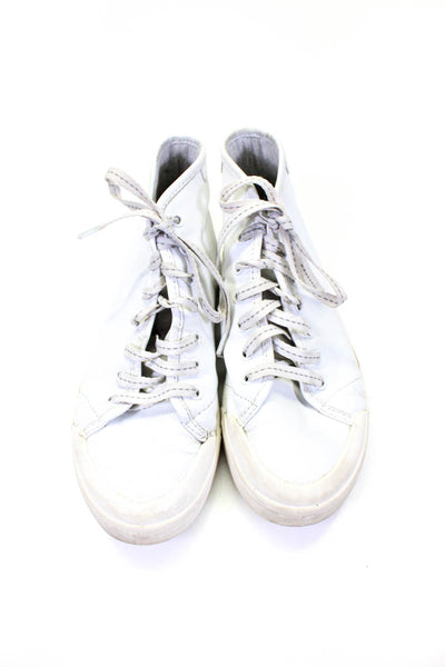 Rag & Bone Womens Faux Leather Lace Up High-Top Standard Sneakers White Size 7US