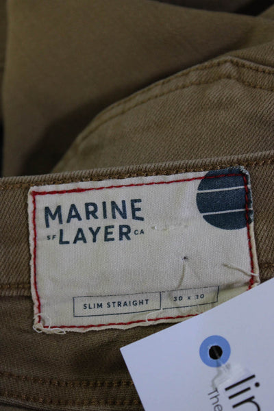 Marine Layer Mens Cotton Denim Slim Fit Straight Leg Jeans Light Brown Size 30