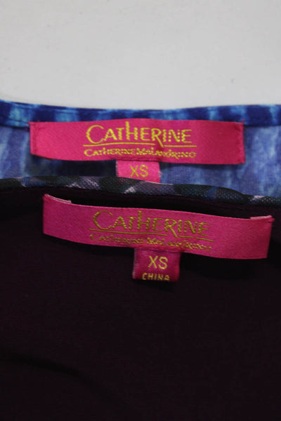 Catherine Malandrino Womens Animal Round Neck Blouse Tops Blue Size XS Lot 2