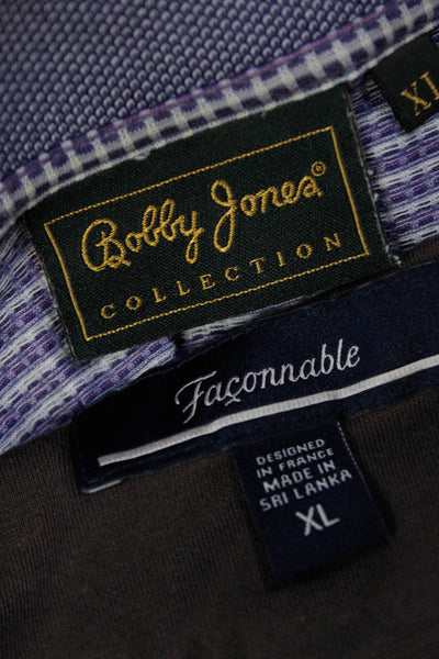 Faconnable Bobby Jones Mens Printed Polo Shirts Brown Purple Size XL Lot 2