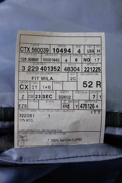 Ermenegildo Zegna Mens Wool Striped Notched Collar Blazer Jacket Gray Size 52R