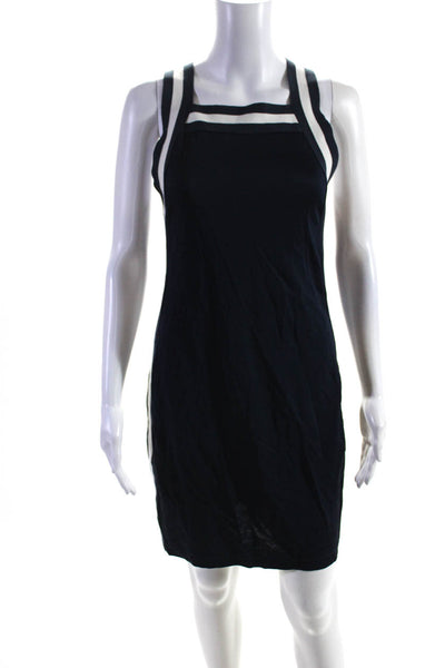 Alexander Wang Womens Striped Strappy Knee Length Halter Dress Navy Size S