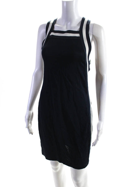 Alexander Wang Womens Striped Strappy Knee Length Halter Dress Navy Size S