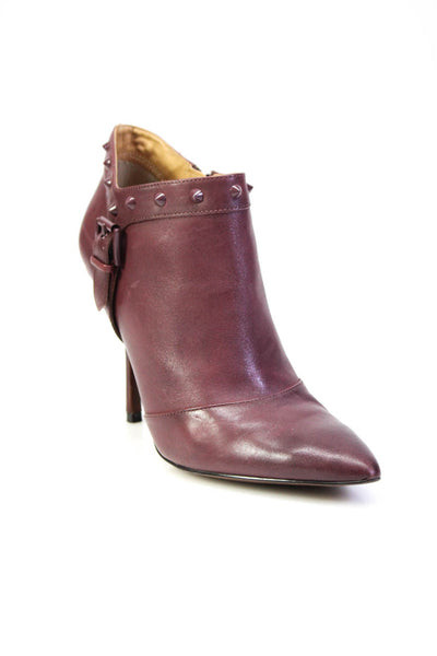 Enzo Angiolini Womens Pointed Toe Studded Stiletto Ankle Booties Purple Size 8