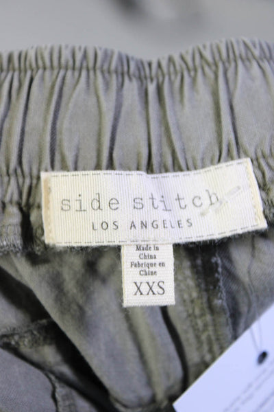 Love Stitch Womens Elastic Waist Drawstring Cargo Capri Pants Green Size 2XS