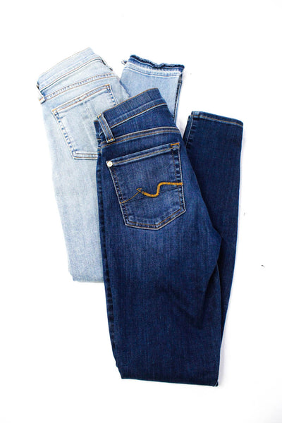 7 For All Mankind Rag & Bone Womens Buttoned Skinny Jeans Blue Size 23 24 Lot 2