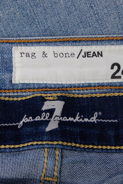 7 For All Mankind Rag & Bone Womens Buttoned Skinny Jeans Blue Size 23 24 Lot 2