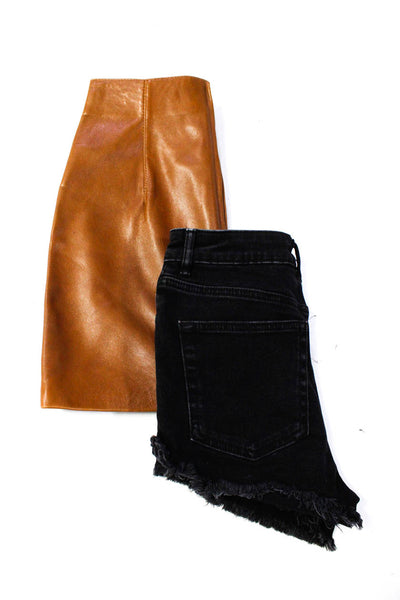 Zara Womens Darted Fringed Hem Button Zipped Shorts Skirt Brown Size 24 00 Lot 2