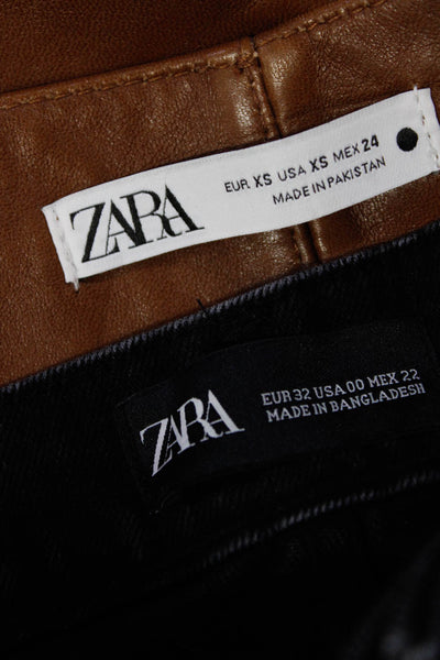 Zara Womens Darted Fringed Hem Button Zipped Shorts Skirt Brown Size 24 00 Lot 2