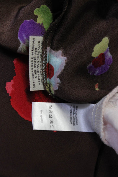 Tucker Allison New York Womens Brown Silk Floral Short Sleeve Blouse Size S lot2