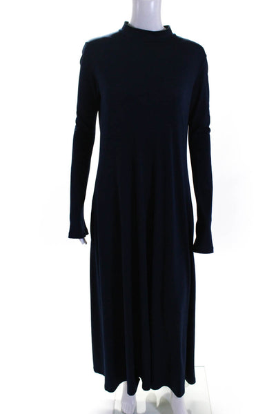 Baw Shop Womens Jersey Knit Long Sleeve A-Line Maxi Dress Navy Blue Size XS