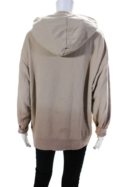 WSLY Womens Ombre Drawstring Hood Long Sleeve Pullover Hoodie Beige Size S