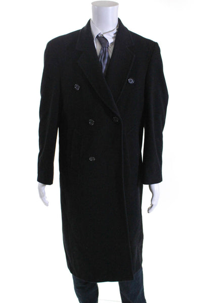 Gianfranco Ruffini Womens Wool Double Breasted Long Pea Coat Black Size 38