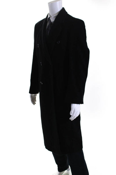 Gianfranco Ruffini Womens Wool Double Breasted Long Pea Coat Black Size 38