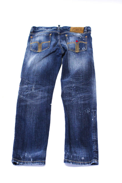 Dsquared2 Womens Paint Button Up Skinny Leg Jeans Blue Cotton Size EUR 36