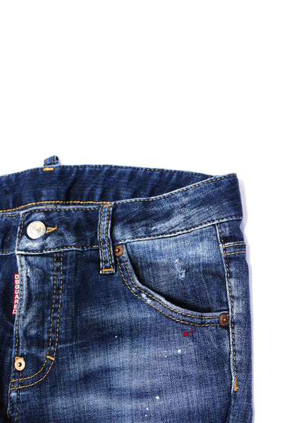 Dsquared2 Womens Paint Button Up Skinny Leg Jeans Blue Cotton Size EUR 36