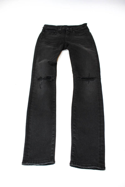 R13 Womens Alison Skinny Leg Jeans Black Cotton Size 24