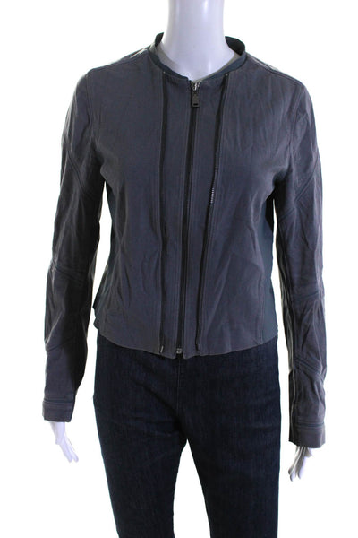 Elie Tahari Womens Zipped Long Sleeve Darted Long Sleeve Jacket Gray Size 6