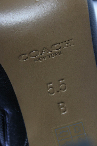 Coach Womens Leather Side Zip Low Top High Heel Seneca Booties Black Size 5.5US