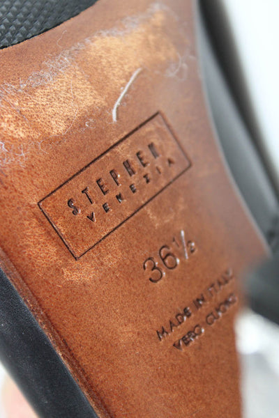 Stephen Venezia Womens Leather Block Heel Ankle Boots Black Size 6.5US 36.5EU